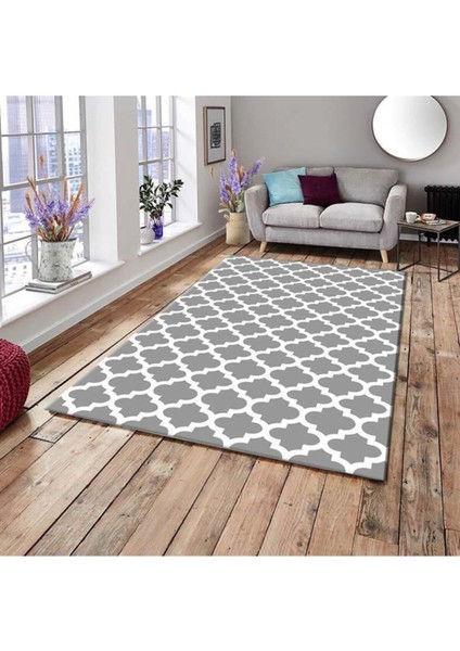 Carpet Cover Modern Desen Lastikli Kadife Halı Örtüsü