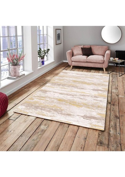 Carpet Cover Sarı Firuze Model Lastikli Kadife Halı Örtüsü