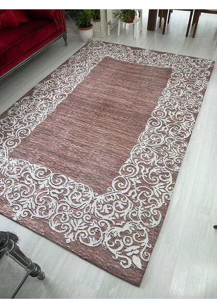 Su Yolu Kahve Model Kadife/İpek Lastikli Halı Örtüsü/Kılıfı
