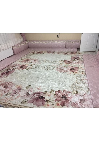 Carpet Cover Gelincik Model Ipek Kadife Lastikli Halı Örtüsü/kılıfı