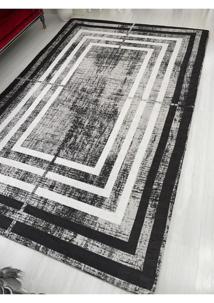 Carpet Cover Siyah Çerçeve Yeni Model Kadife Halı Örtüsü