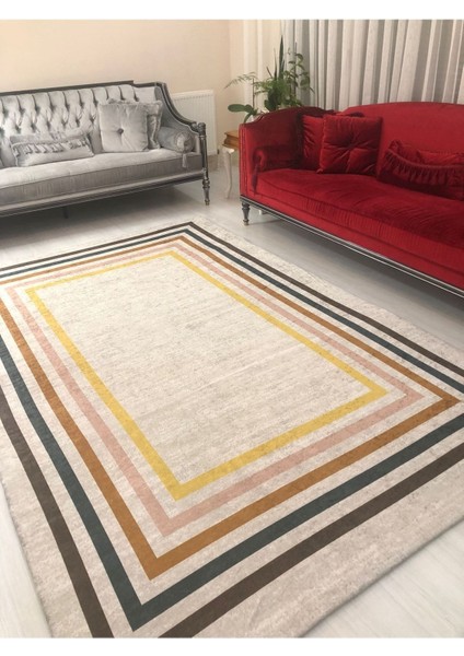 Carpet Cover Yeni Renkli Çerçeve Model Lastikli Kadife Halı Örtüsü