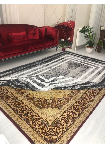 Carpet Cover Siyah Çerçeve Yeni Model Kadife Halı Örtüsü