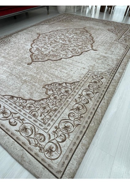 Carpet Cover Osmanlı Model Ipek Kadife Lastikli Halı Örtüsü