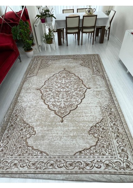 Carpet Cover Osmanlı Model Ipek Kadife Lastikli Halı Örtüsü