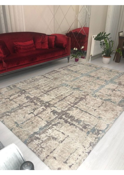 Carpet Cover Modern Desen Lastikli Kadife Halı Örtüsü