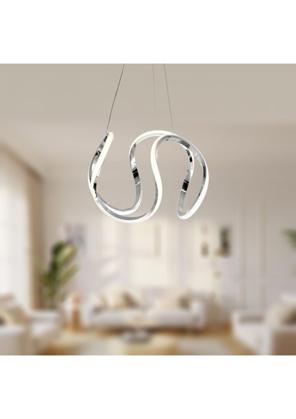 TT306-35-KR Tt Aydınlatma Kavis Modeli Krom Kaplama LED Avize