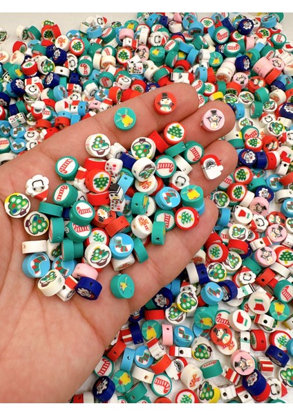10 mm Yılbaşı Karışık Renkli Boncuk Takı Aksesuar Bead (100 Adet)