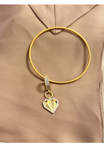 Ajda Bilezik 925 Ayar Gümüş Kalp Model Charm Bilezik