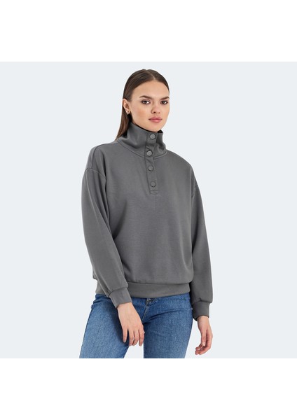 VIDAL Kadın Oversize Sweatshirt Koyu Gri