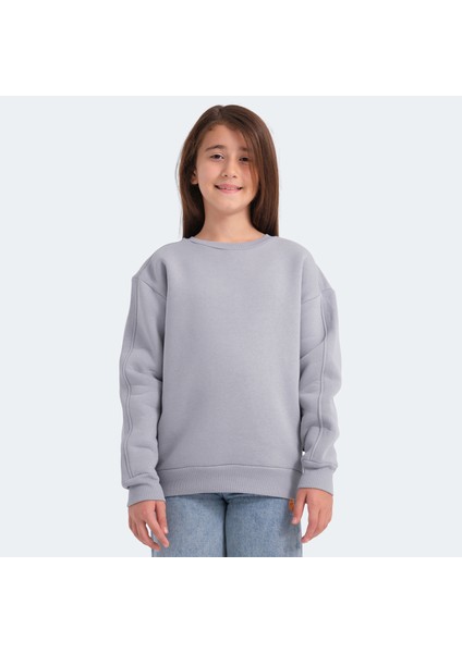 LOGAN Unisex Çocuk Sweatshirt Taş Gri