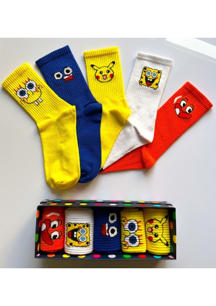 Socks And More Çizgifilm Karakterli 5'li Çorap Kutusu Unisex Renkli