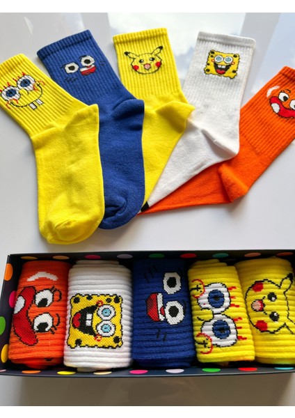 Socks And More Çizgifilm Karakterli 5'li Çorap Kutusu Unisex Renkli