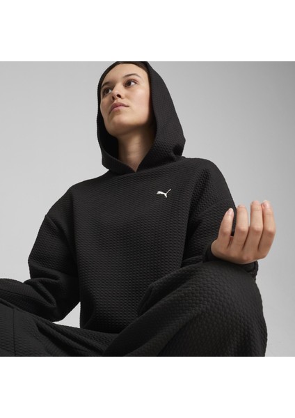 Q4 Studio Textured Kadın Siyah Kapüşonlu Sweatshirt fiyatları