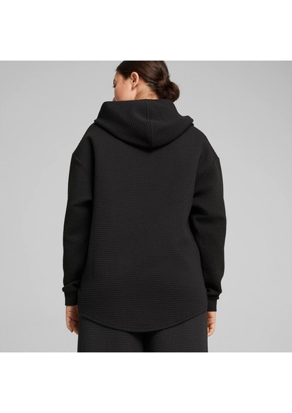 Q4 Studio Textured Kadın Siyah Kapüşonlu Sweatshirt modelleri