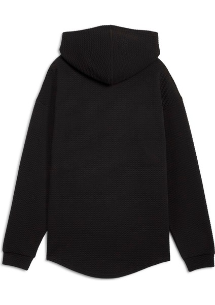 Q4 Studio Textured Kadın Siyah Kapüşonlu Sweatshirt indirimleri