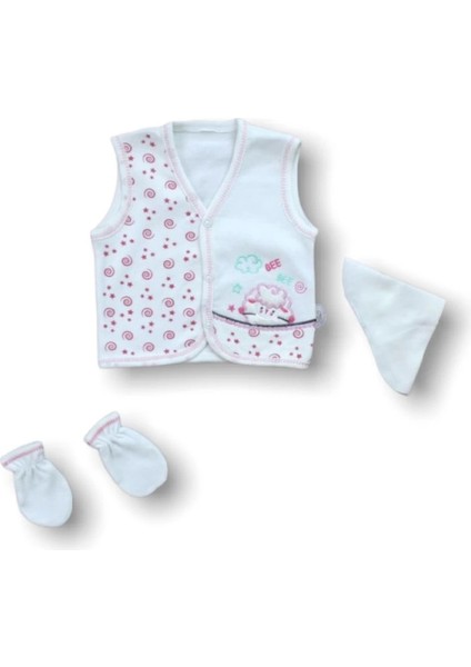 Kuzucuk Nakışlı Cotton Antibakteriyel 5li Zıbın Takımı Hastane Çıkışı