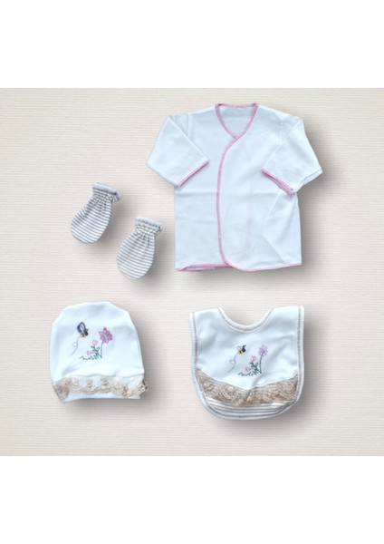 Minik Sincap Nakışlı Cotton Antibakteriyel 10LU Zıbın Takımı Hastane Çıkışı