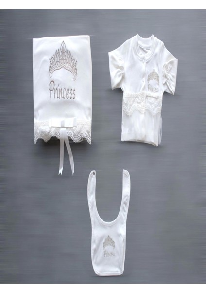 Taçlı Prensesim Nakışlı Cotton Antibakteriyel 10LU Zıbın Takımı Hastane Çıkışı modelleri