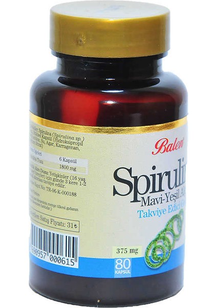 Spirulina Mavi-Yeşil Alg 80 Kapsül