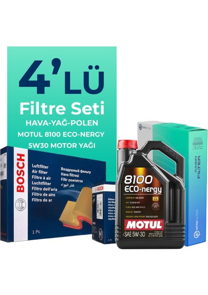 Volkswagen Polo 1.2 TSi Filtre Bakım Seti Motul Motor Yağlı (2014-2017) 4 Lü