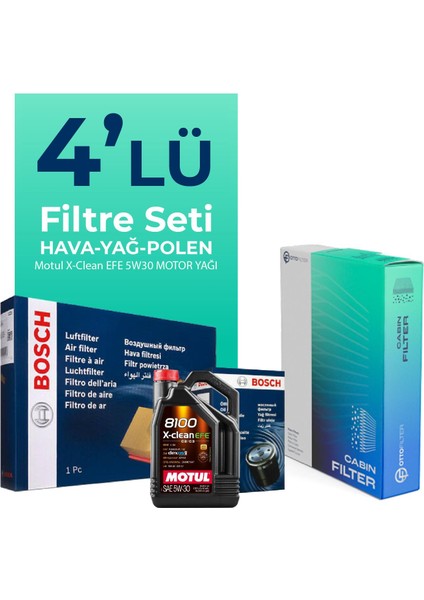 Volkswagen Passat 1.6 Benzin Filtre Bakım Seti Motul Motor Yağlı (2006-2011) 4 Lü