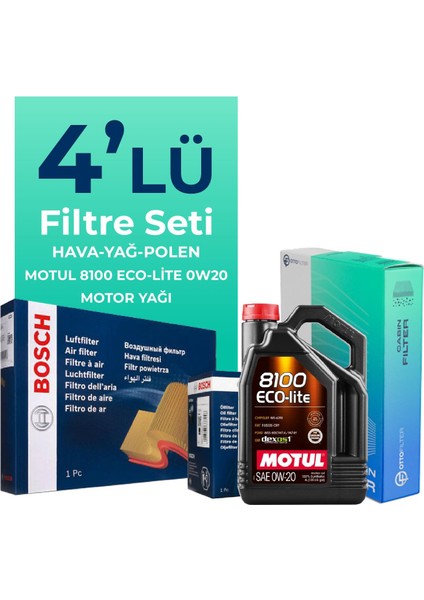 Toyota Yaris 1.5 Hybrid Filtre Bakım Seti Motul Motor Yağlı (2012-2016) 4 Lü