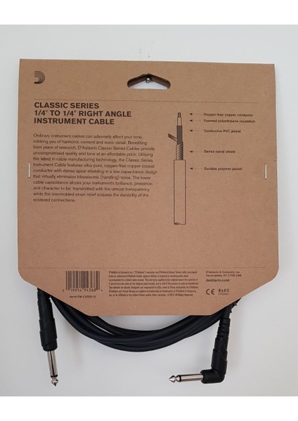 PWCGTRA10 Gitar Kablo 10 Inch Cable Right Angle