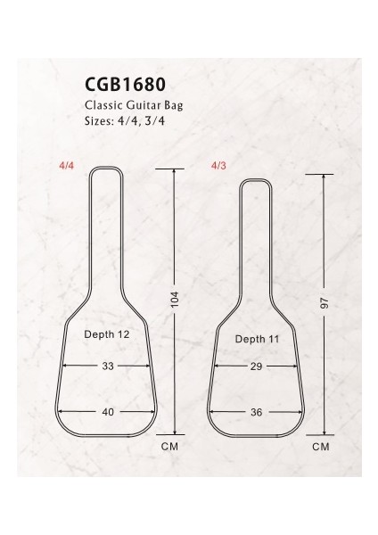 CGB1680 Klasik Gitar Kılıfı Scale 4/4 Siyah