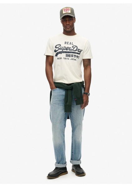 Bisiklet Yaka Ekru Erkek T-Shirt M1012025A39E_CLASSIC Vl Graphıc T S