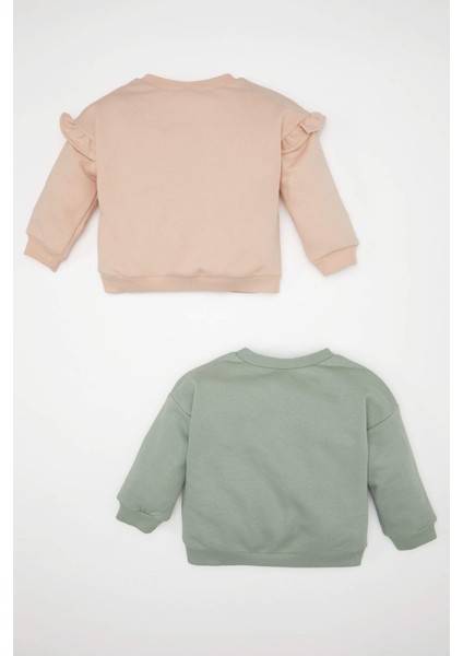 Kız Bebek Bisiklet Yaka Baskılı 2'li Sweatshirt D4990A524WN