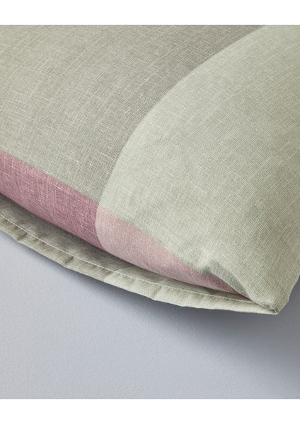 Textured Plaid Kolay Ütülenir 2'li Yastık Kılıfı 50X70 cm Yeşil-Mürdüm