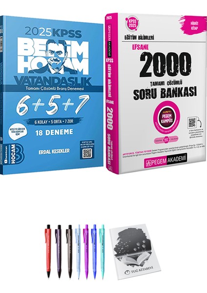 2025 Kpss Eğitim Bilimleri Efsane 2000 Soru Bankası - 2025 Kpss Vatandaşlık 18 Deneme