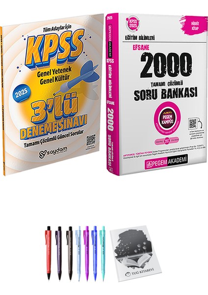 2025 Kpss Eğitim Bilimleri Efsane 2000 Soru Bankası - Saydam Yayınları 2025 Kpss 3lü Deneme