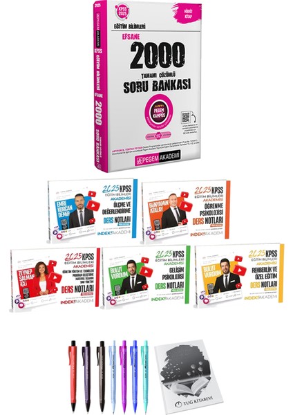 2025 Kpss Eğitim Bilimleri Efsane 2000 Soru Bankası - 2025 Kpss Eğitim Bilimleri Video Ders Notları 5li Set