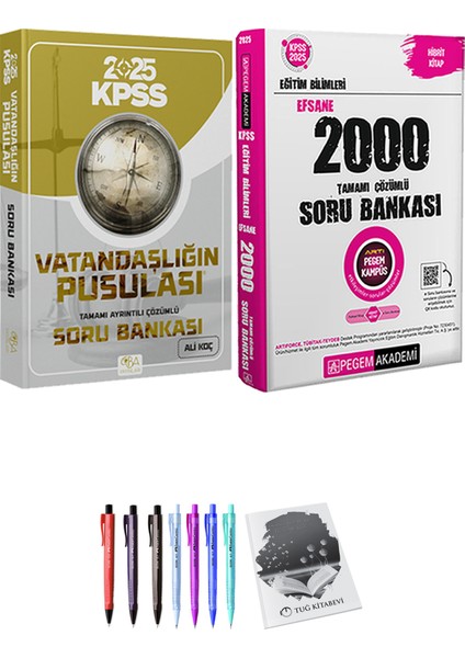2025 Kpss Eğitim Bilimleri Efsane 2000 Soru Bankası - Cba Yayınları 2025 Kpss Vatandaşlığın Pusulası Soru Bankası Çözümlü
