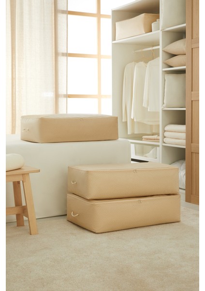 Tekno Trust 3 adet Mega Boy Bej Balıksırtı Baza Altı Yastık Yorgan Kazak Hurcu 74x46x22