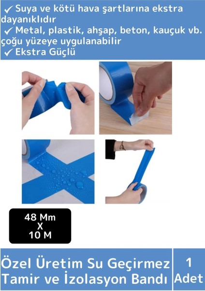 Özel Üretim Süper Güçlü Su Geçirmez Sızdırmaz Mavi Çok Amaçlı Tamir ve Izolasyon Bandı 48MM x 10M