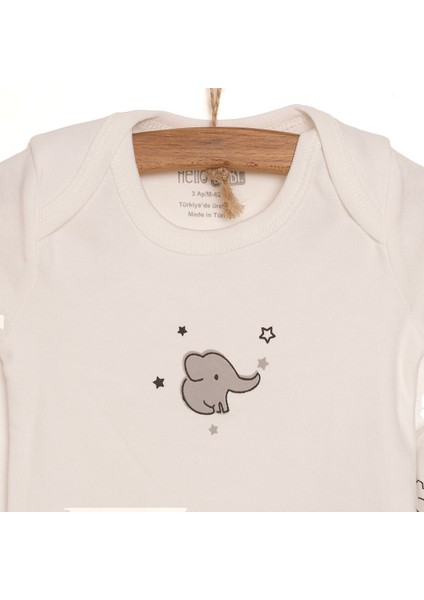 Yenidoğan Bebek Sevimli Fil Kendinden Eldivenli Tulum-Body-Şapka 3lü Set Unisex modelleri