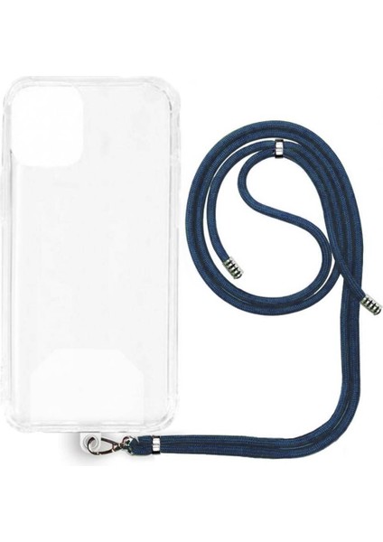 iPhone 16 Plus Ip Askılı Şeffaf Silikon Kılıf Uzay Gri
