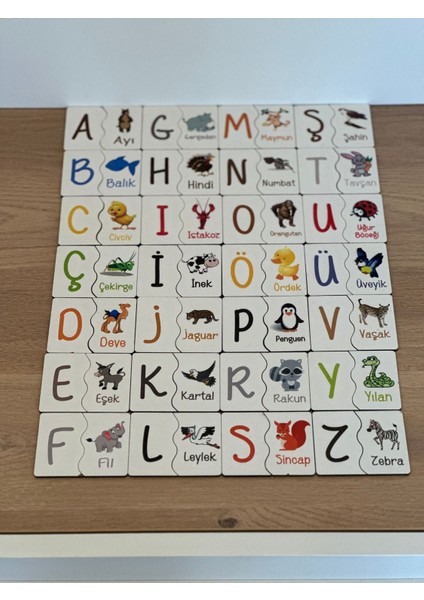 Puzzle Harf Hayvan Eşleme Kartı, Eğitici Oyuncak, Montessori Eğitim Oyuncak, Motor Zeka Oyuncak