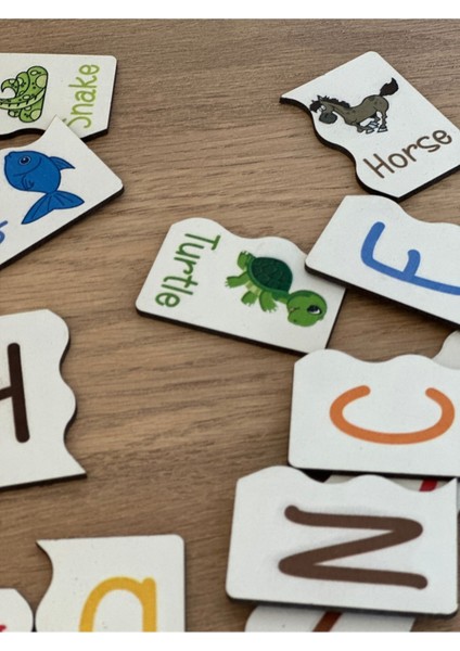 Ingilizce Puzzle Harf Hayvan Eşleme Kartı, Eğitici Oyuncak, Montessori Eğitim Oyuncak, Motor Zeka indirimleri