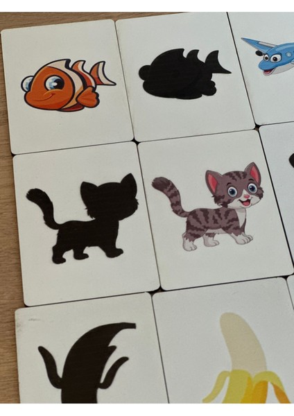 Gölge Eşleme Kartı Ahşap Oyun, Eğitici Oyuncak, Montessori Eğitim Oyuncak Oyuncak fırsatları