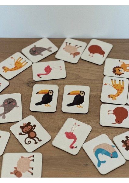 Hayvanlar Eşleme Ahşap Zeka Kartı, Eğitici Oyuncak, Montessori Eğitim Oyuncak, Motor Zeka Oyuncaklar