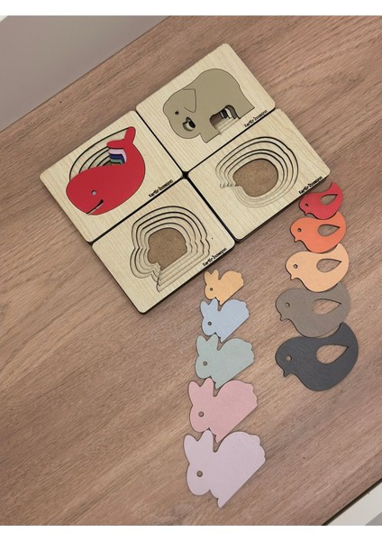 Katmanlı Puzzle 4lü Eğitici Tak-Çıkar Set Montessori Set Puzzle Eğitici Oyuncak 4lü Set Katmanlı