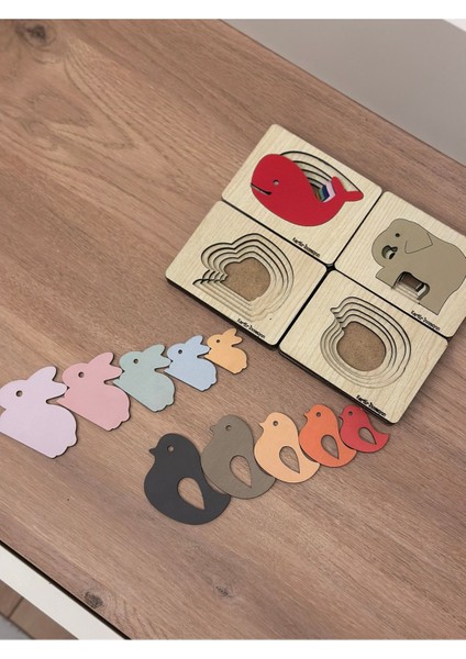 Katmanlı Puzzle 4lü Eğitici Tak-Çıkar Set Montessori Set Puzzle Eğitici Oyuncak 4lü Set Katmanlı