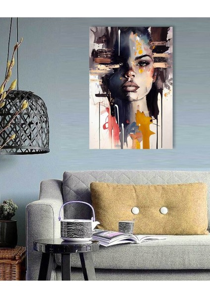 Dekoratif Renkli Soyut Kadın Hd Baskı Kanvas Tablo