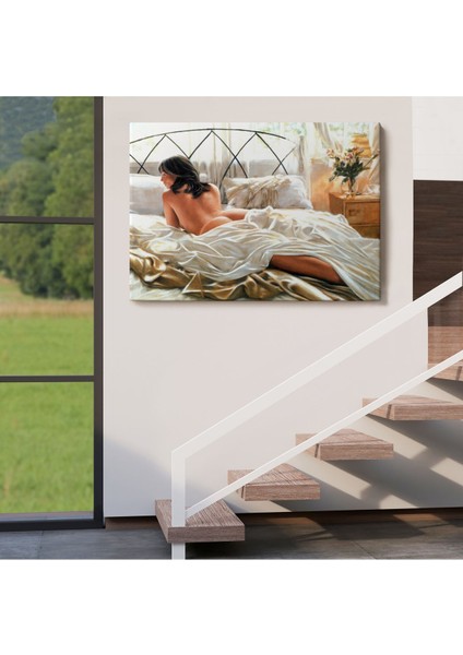 Yataktaki Güzel Kadın Dekoratif Duvar TABLOSU-6607 indirimleri