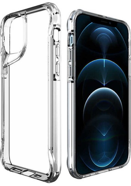 Apple iPhone 12 Pro Kılıf Eğimli Kamera Dizayn Sert Şeffaf Silikon