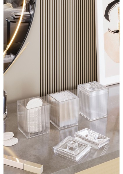 Tekno Trust Makyaj Pamuğu ve Kulak Pamuğu Düzenleyici Çok Amaçlı Organizer Seti 3 Adet